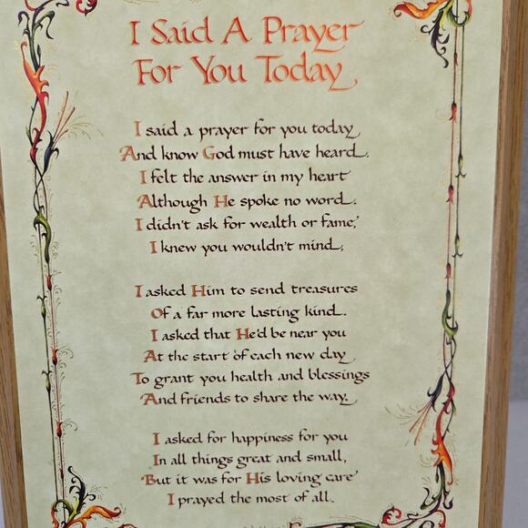 Vintage "I Said A Prayer for You Today" Wooden Plaque 9" x 7" - Picture 2 of 4